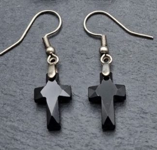 Faceted Black Cross Dangles