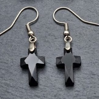 Faceted Black Cross Dangles