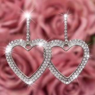 Pave Diamond Heart Hoops