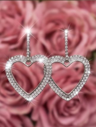 Pave Diamond Heart Hoops