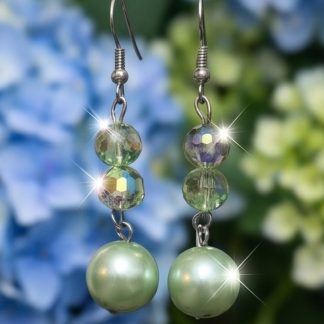 Faceted Green & Pearl Bead Drops