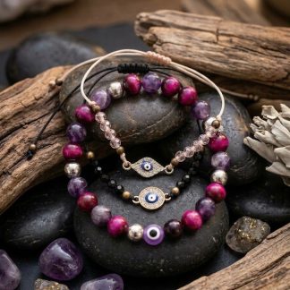 Evil Eye Protection & Gemstone Beaded Bracelet
