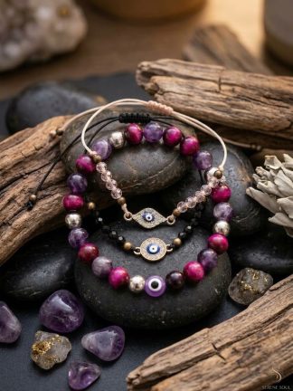 Evil Eye Protection & Gemstone Beaded Bracelet